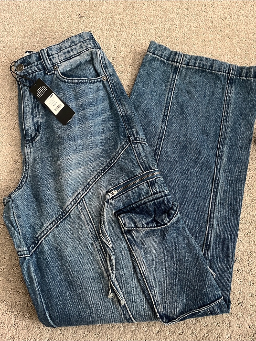 NWT fashion, nova, devil and disguise cargo straight leg jeans - Picture 4 of 4